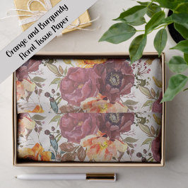 Burgundy Orange Floral  Tissuepapier