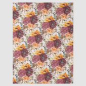 Burgundy Orange Floral Tissuepapier (Voorkant)