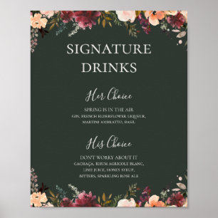 Burgundy Oranje Bloem   Green Signature Drinks Poster