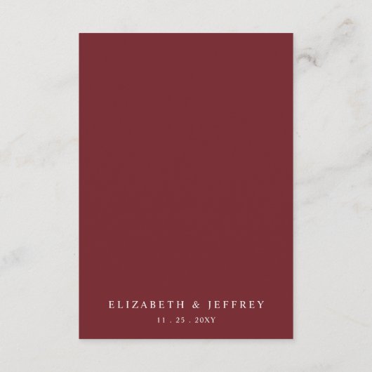 Burgundy Oranje Bloemrijke Herfst Bruiloft Informatiekaartje (Achterkant)