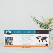 Burgundy Oranje Blue Cruise Boarding Pass Weddensc Kaart (Staand voorkant)