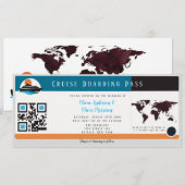 Burgundy Oranje Blue Cruise Boarding Pass Weddensc Kaart (Voorkant / Achterkant)