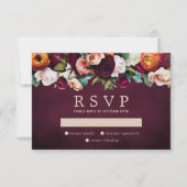 Burgundy Oranje Blush Pink Floral Wedding RSVP Kaartje (Voorkant)