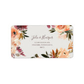 Burgundy Oranje Floral | Adresetiketten van beige  Etiket (Voorkant)