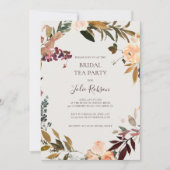 Burgundy Oranje Floral | Beige Bridal Tea Party Kaart (Voorkant)