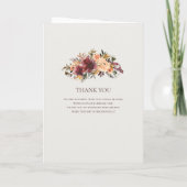 Burgundy Oranje Floral | Beige Folded Wedding Programma (Achterkant)