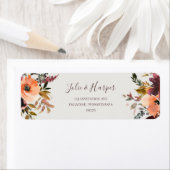 Burgundy Oranje Floral Beige Return Address Label (Insitu)