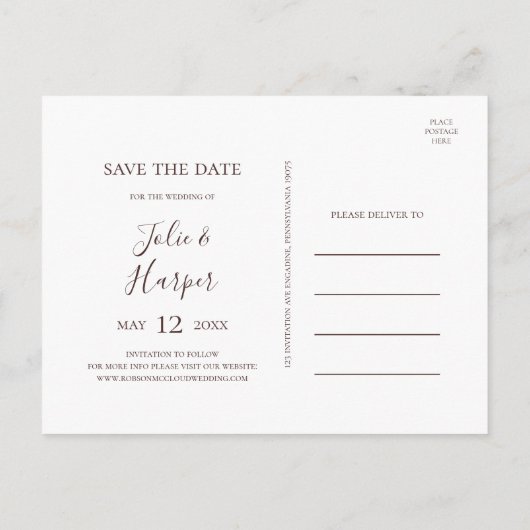 Burgundy Oranje Floral beige Save the Date Invitat Uitnodiging Briefkaart (Achterkant)