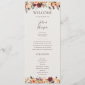 Burgundy Oranje Floral | Beige Wedding Programme Programmakaart (Voorkant)