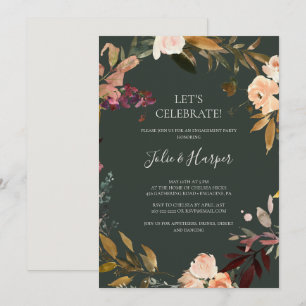 Burgundy Oranje Floral   Green Let's Celebrate Kaart