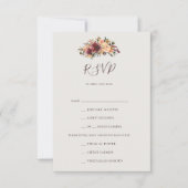 Burgundy Oranje Floral Green Menu Keuze RSVP-kaart (Voorkant)