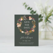Burgundy Oranje Floral Green redt de datum waarop  Uitnodiging Briefkaart (Staand voorkant)
