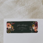 Burgundy Oranje Floral Green Return Label<br><div class="desc">Deze oranje glanzende bloem | De groene etiketten van het terugkeeradres zijn perfect voor uw rustic boho blush, donkergroene, en gouden tuinbruiloft. Het ontwerp kenmerkt een grote of bouquet van minimalistische waterverf perzik, stoffige roos, paarse, en lichtroze floralen samen met koper, evergreen, geel, en roestkleurige groen. De bloemen in dit...</div>