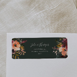 Burgundy Oranje Floral Green Return Label