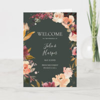 Burgundy Oranje Floral | Groen gevouwen bruiloft