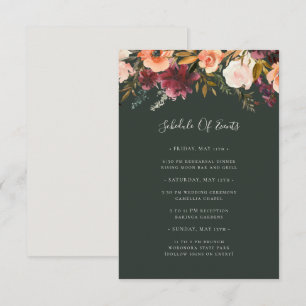Burgundy Oranje Floral   Groen overzicht van evene Informatiekaartje
