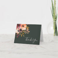 Burgundy Oranje Floral | Groene dank voor uw kaart