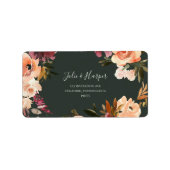 Burgundy Oranje Floral | Groene RSVP-Adresetikette Etiket (Voorkant)