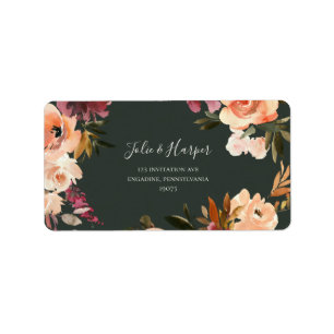 Burgundy Oranje Floral   Groene RSVP-Adresetikette Etiket