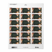 Burgundy Oranje Floral | Groene RSVP-Adresetikette Etiket (Full Sheet)