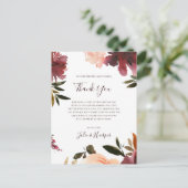 Burgundy Oranje Floral | Hartelijk dank Briefkaart (Staand voorkant)