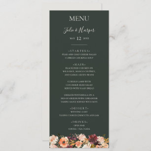 Burgundy Oranje Floral Menu Groen weddenschap