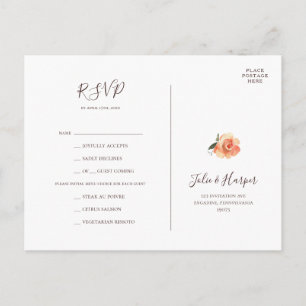 Burgundy Oranje Floral Menu Keuze RSVP-kaart