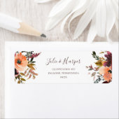 Burgundy Oranje Floral Return Address Label (Insitu)