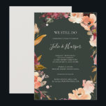 Burgundy Oranje Floral | Verlenging van de Groene  Kaart<br><div class="desc">Deze bordeauxrode sinaasappel bloemig | Green Renovation uitnodiging is perfect voor uw rustieke Boho blush, donkergroen en gouden tuin bruiloft. Het ontwerp is voorzien van een krans of boeket van minimalistische waterverf perzik, stoffig roos, paarse en lichtroze bloemblaadjes, samen met kopergroen, groengeel en roestkleurig groen. De bloemen in dit ontwerp...</div>