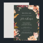 Burgundy Oranje Floral | Verlenging van de Groene  Kaart<br><div class="desc">Deze bordeauxrode sinaasappel bloemig | Green Renovation uitnodiging is perfect voor uw rustieke Boho blush, donkergroen en gouden tuin bruiloft. Het ontwerp is voorzien van een krans of boeket van minimalistische waterverf perzik, stoffig roos, paarse en lichtroze bloemblaadjes, samen met kopergroen, groengeel en roestkleurig groen. De bloemen in dit ontwerp...</div>