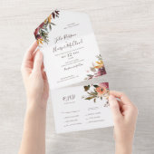 Burgundy Oranje Floral | Verzegeling en verzending All In One Uitnodiging (Afscheurbaar)