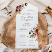 Burgundy Oranje Floral | Verzegeling en verzending All In One Uitnodiging