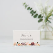 Burgundy Oranje Floral | Website beige weddenschap Informatiekaartje (Staand voorkant)