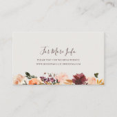 Burgundy Oranje Floral | Website beige weddenschap Informatiekaartje (Voorkant)