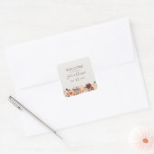 Burgundy Oranje Floral | Welkom beige Weddenschap Vierkante Sticker (Envelop)