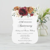 Burgundy Oranje Ivory Floral Wedding Jubileum Kaart (Staand voorkant)