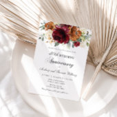 Burgundy Oranje Ivory Floral Wedding Jubileum Kaart