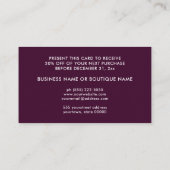 Burgundy Oranje Paarse  bloemen Coupon Kaart Visitekaartje (Achterkant)