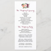 Burgundy Oranje Pink Flowers Wedding Programme Programmakaart (Achterkant)