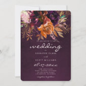 Burgundy oranje roze gouden herfstbruiloft kaart (Voorkant)