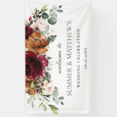 Burgundy Oranje - roze ivoor - finale bruiloft Spandoek (Verticaal)