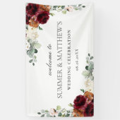 Burgundy Oranje - roze ivoor - finale bruiloft Spandoek (Verticaal)