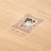 Burgundy Ornate Frame Wedding Save the Date Acryl Uitnodigingen (Laagn)