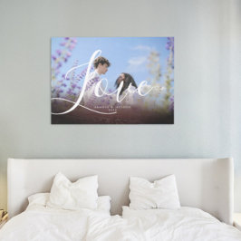  Burgundy Overlay Couple Photo Love Scriptp Canvas Afdruk