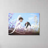 Burgundy Overlay Couple Photo Love Scriptp Canvas Afdruk (Voorkant)