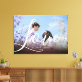 Burgundy Overlay Couple Photo Love Scriptp Canvas Afdruk (Insitu (Woonkamer))