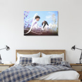 Burgundy Overlay Couple Photo Love Scriptp Canvas Afdruk (Insitu (Slaapkamer))