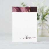Burgundy Paars Agate Geode Gold Monogram Bedankkaart (Staand voorkant)
