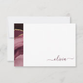 Burgundy Paars Agate Geode Gold Monogram Bedankkaart (Voorkant)