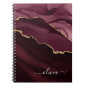 Burgundy Paars Agate Geode Gold Monogram Notitieboek (Voorkant)